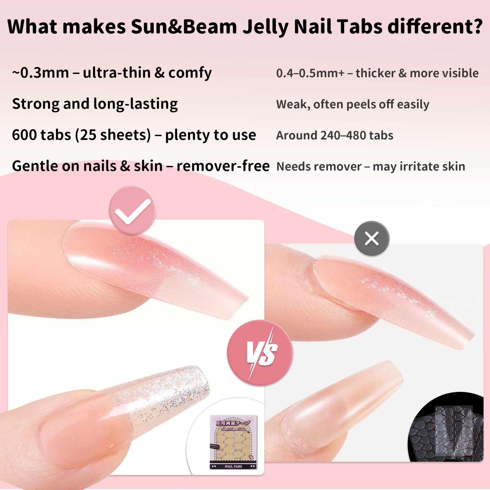 Jelly Nail Tabs – Ultra-Thin, Strong Hold, Easy to Use (600pcs)