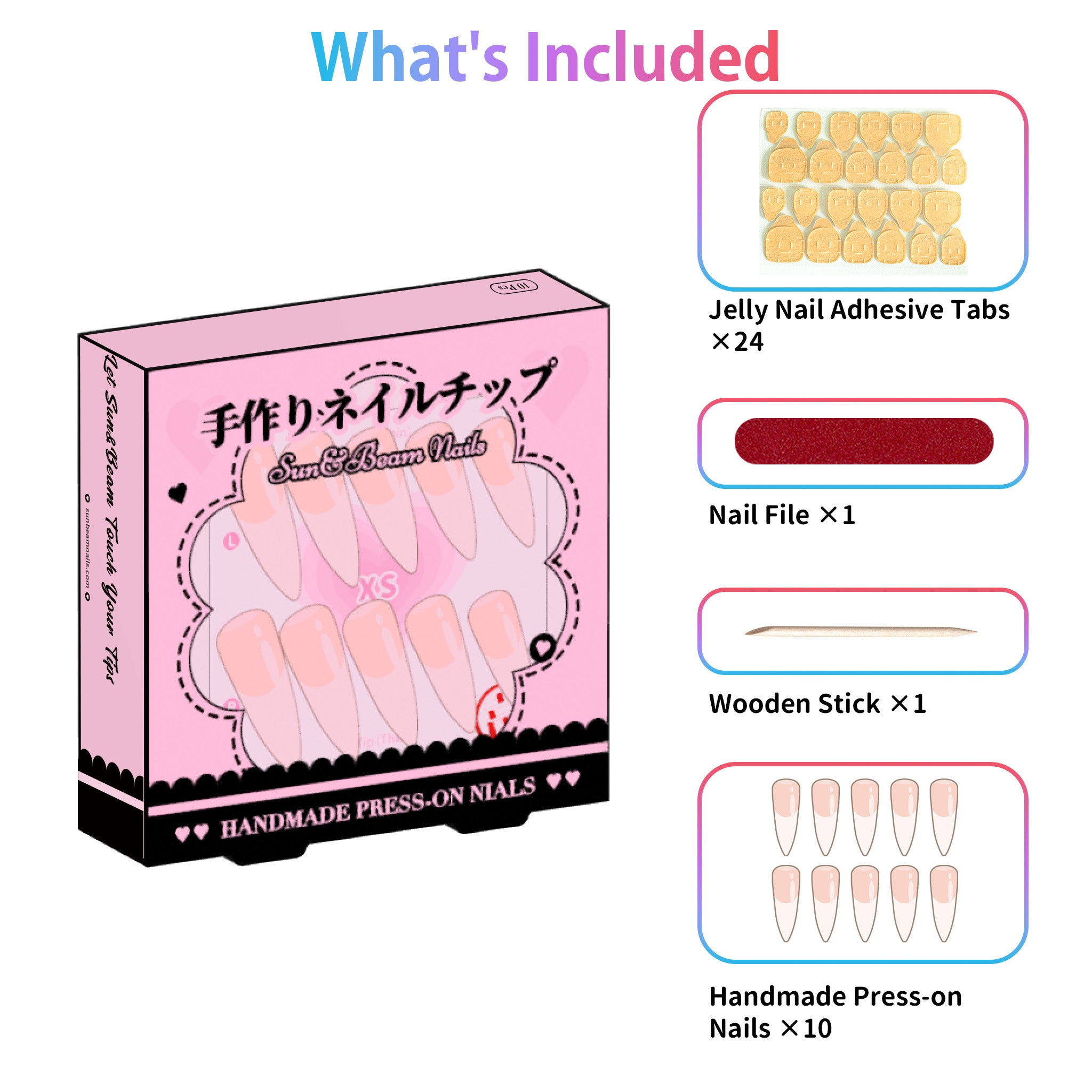 ハンドメイド ミディアム アーモンド ネイルチップ– レッド 赤 肌色 ベージュ フレンチ チェリー スウィート 10枚セット #217