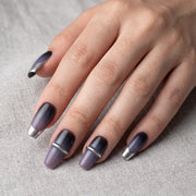 Purple Gradient & Silver French Press-On Nails — #332