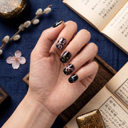 #338 Black Floral & Bird Handmade Press-On Nails - PT01