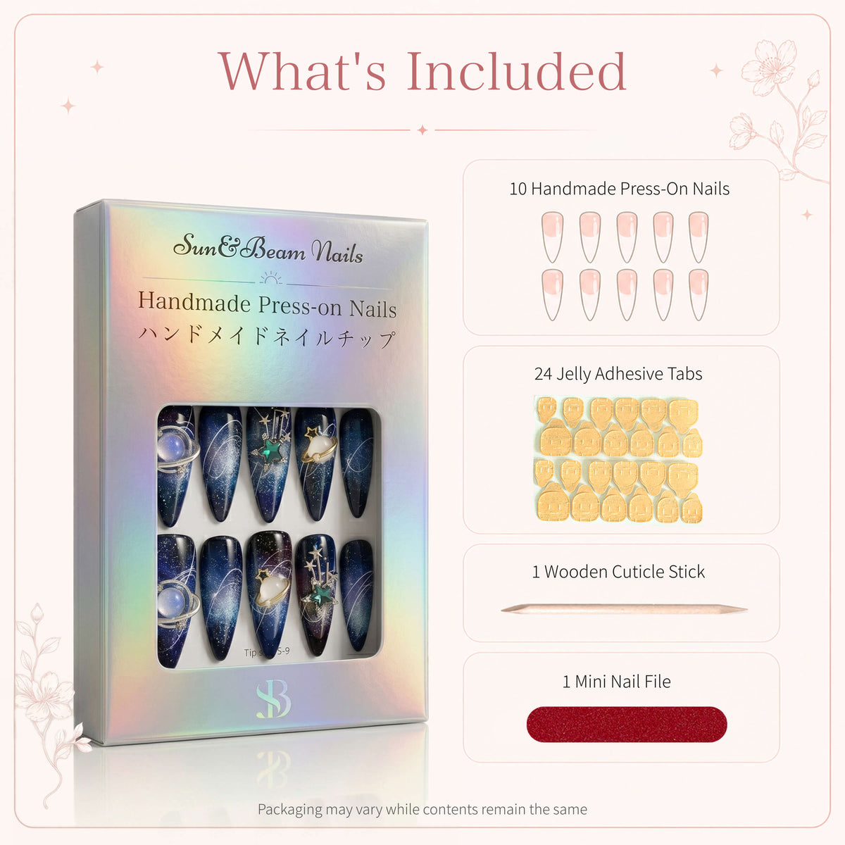 #338 Black Floral & Bird Handmade Press-On Nails - PT05