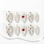 Almond White Red Cherry Polka Dot Shimmer Medium 10 Pieces Reusable Comfortable At Home #265