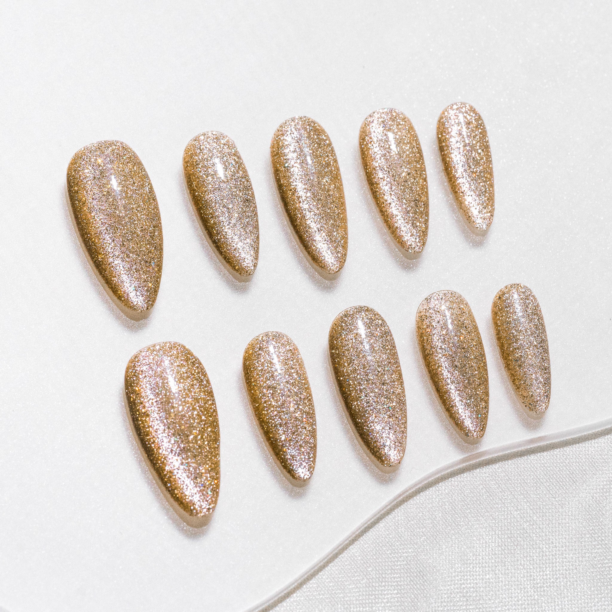 Handmade Medium Almond Press-On Nails - Yellow Magnet Solid Color 10 Pcs #266