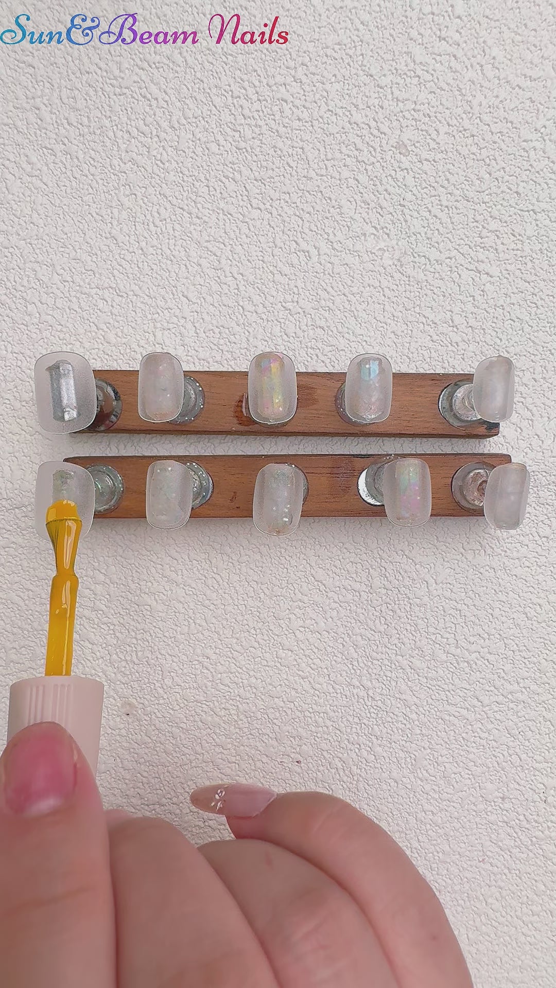 Load video: Handmade Short Squoval Round Press-On Nails - Nude Beige Pink Hand-Painted Gradation Cake 10 Pcs #199